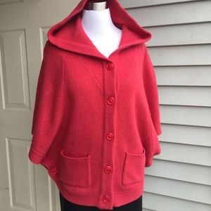 Johns New York Sport pink wool hood poncho L